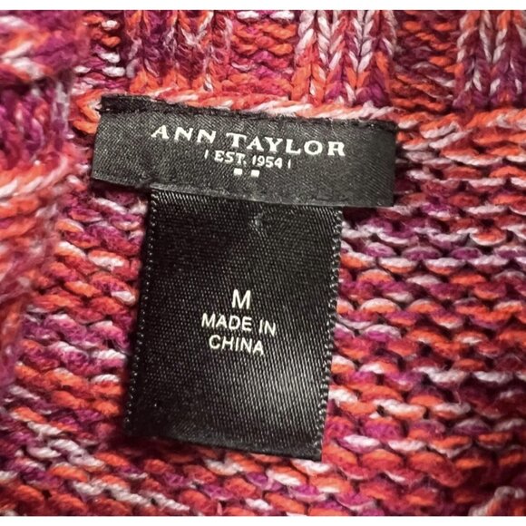 Ann Taylor women Knit turtleneck sweater Medium Cotton Blend Burgundy - Picture 2 of 6